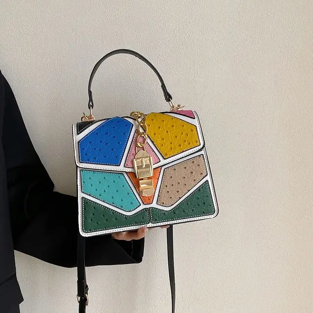 Contrast Fusion Leather Handbag