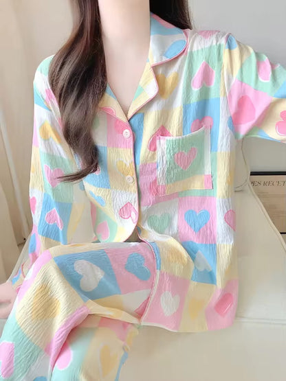 2 piece multi-colour heart print sleepwear