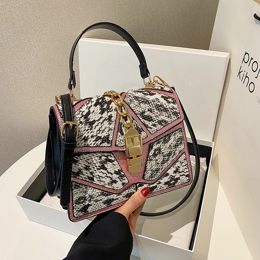 Contrast Fusion Leather Handbag