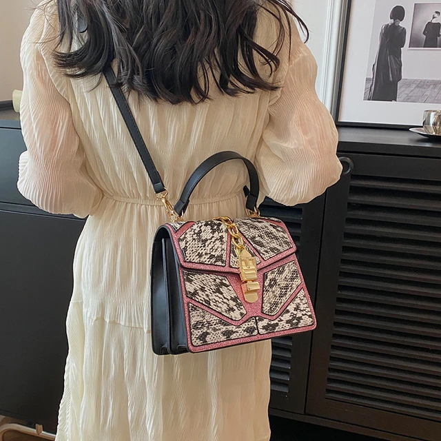 Contrast Fusion Leather Handbag