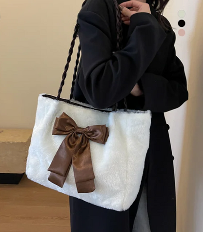 Snowy Bow Tote Bag