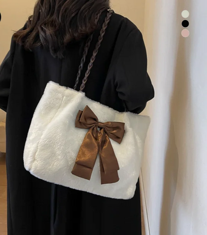 Snowy Bow Tote Bag
